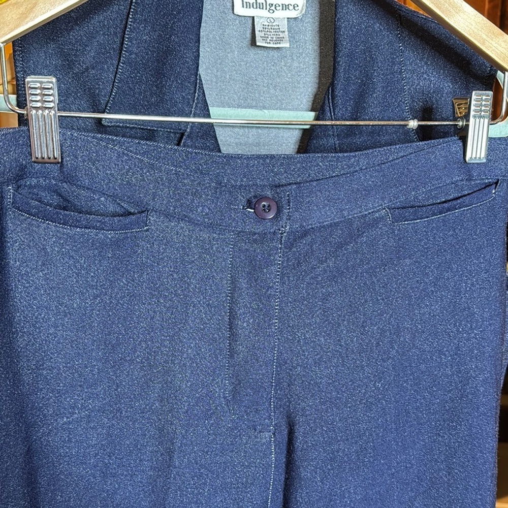 Vintage Indulgence Indigo Blue Jean Vest Pantsuit Size Large - Picture 11 of 13